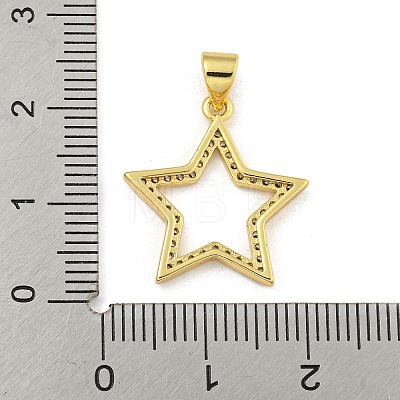 Star Rack Plating Brass Micro Pave Clear Cubic Zirconia Pendants KK-Z053-07G-1