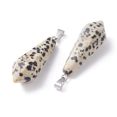 Natural Dalmatian Jasper Pointed Pendants G-I314-02P-15-1