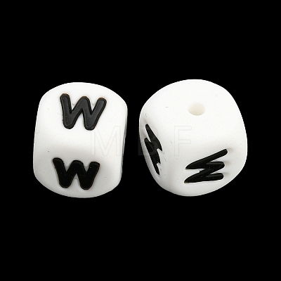 20Pcs White Cube Letter Silicone Beads 12x12x12mm Square Dice Alphabet Beads with 2mm Hole Spacer Loose Letter Beads for Bracelet Necklace Jewelry Making JX432W-1