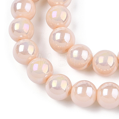 Electroplate Opaque Glass Beads Strands GLAA-T032-P8mm-AB09-1