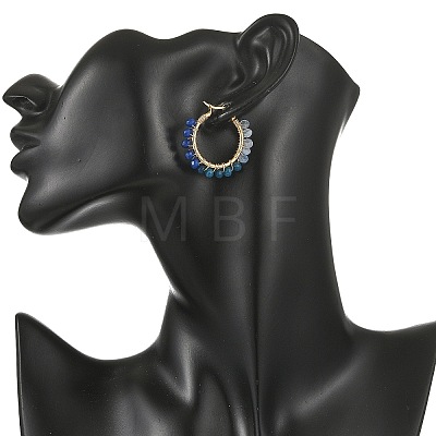 Dyed Natural Malaysia Jade Rondelle Bead & 201 Stainless Steel Hoop Earrings EJEW-JE07415-02-1
