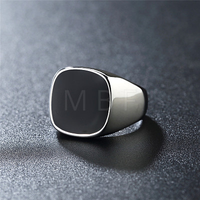 Square Titanium Steel Enamel Finger Rings for Men FS-WG78CFC-01-1