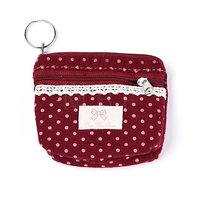 Polka Dot Cotton Cloth Wallets AJEW-N003-09-1