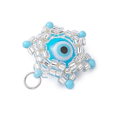 Beaded Star Eye Charms PALLOY-MZ00574-05-1