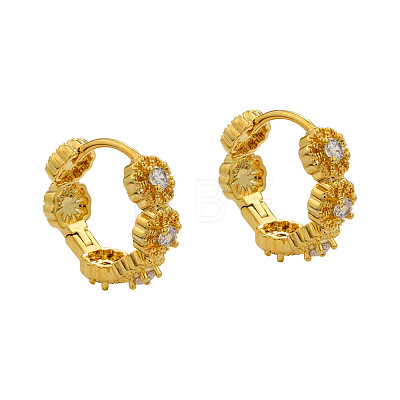Brass Micro Pave Cubic Zirconia Hoop Earrings FS-WG31E2F-01-1
