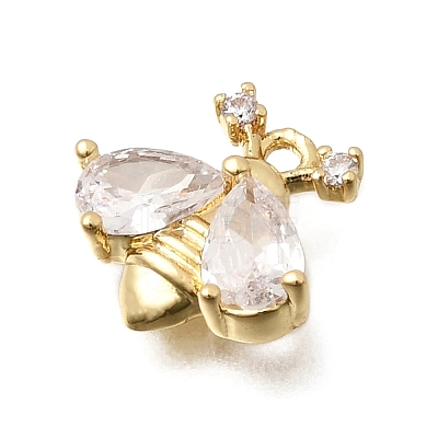Brass Micro Pave Clear Cubic Zirconia Charms KK-K426-05G-1