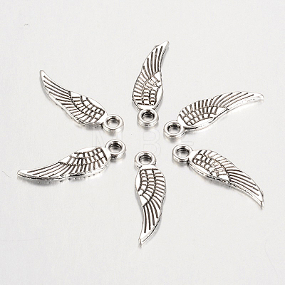 Tibetan Style Alloy Wing Charms TIBEP-3344-AS-RS-1