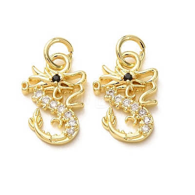 Brass Micro Pave Black Cubic Zirconia Charms CU-E003-18G-18-1