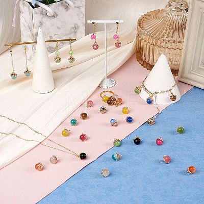10Pcs Gemstone Charm Pendant Crystal Quartz Healing Natural Stone Pendants Buckle for Jewelry Necklace Earring Making Cra JX599A-1