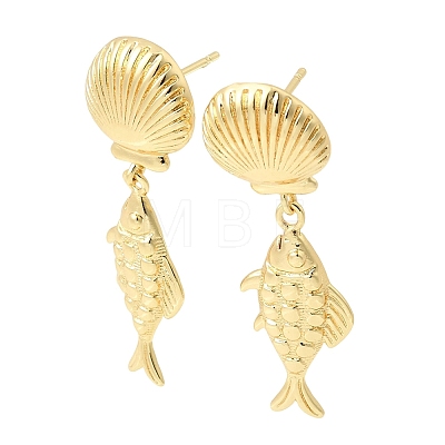 Brass Dangle Earrings EJEW-D352-06G-03-1
