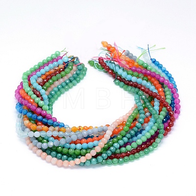 Natural Jade & Agate Beads Strands G-F559-08-6mm-1