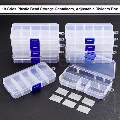 10 Grids Plastic Bead Storage Containers CON-WH0086-053A-1