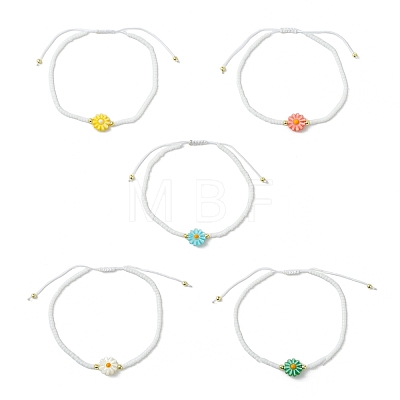 Natural Freshwater Shell & Glass Seed Beaded Adjustable Brecelets BJEW-JB13766-1