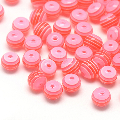 Transparent Stripe Resin Beads RESI-S345-6mm-05-1