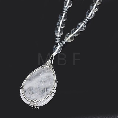 Natural Quartz Crystal Pendant Necklaces NJEW-P241-C09-1