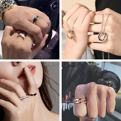 6Pcs 6 Size 201 Stainless Steel Grooved Finger Ring Settings FIND-YS0001-11-1