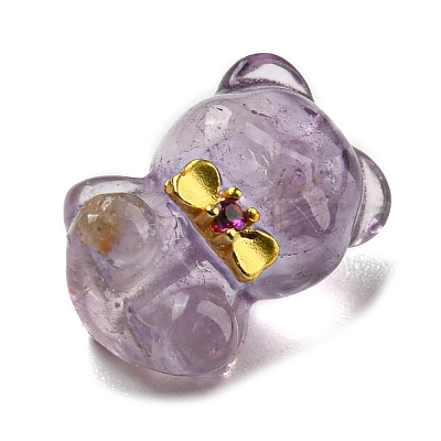 Natural Amethyst Bear Beads G-P495-01G-01-1