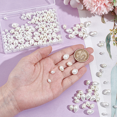 160Pcs 3 Styles Glass Pearl Teardrop Beads HY-NB0001-06B-1
