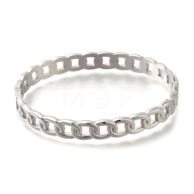 304 Stainless Steel Curb Chains Hinged Bangles STAS-M075-06P-1