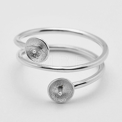 Anti-Tarnish Rhodium Plated 925 Sterling Silver Finger Design Ring Mounts Fittings with Pearl Seat X-STER-A070-040-1