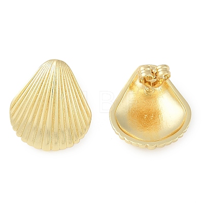 Rack Plating Shell shape Brass Stud Earrings for Women EJEW-Z059-01G-1