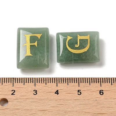26Pcs Natural Green Aventurine Healing Rectangle with Letter A~Z Display Decorations G-K335-07F-1