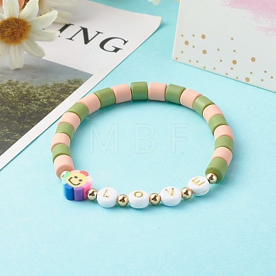 Handmade Polymer Clay Beads Stretch Bracelets BJEW-JB06492-1
