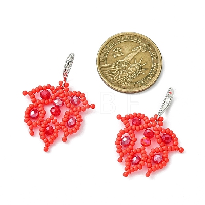 Handmade Glass Seed Beads Dangle Earrings EJEW-MZ00367-01-1