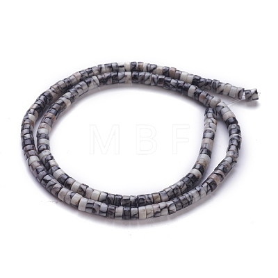 Natural Black Silk Stone/Netstone Beads Strands G-H230-32-1