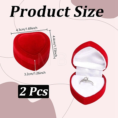 Valentine's Day Velvet Ring Storage Boxes AJEW-CL0004-89B-1