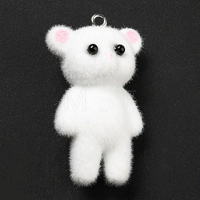 Flocky Opaque Resin Animal Pendants RESI-F047-01A-1