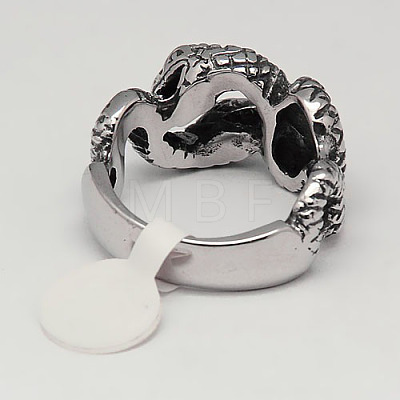 Personalized Retro 304 Stainless Steel Snake Rings for Men RJEW-F006-119-1