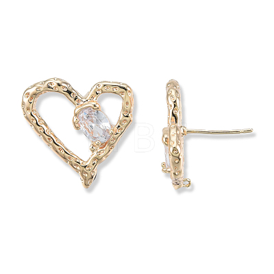 Clear Cubic Zirconia Heart Stud Earrings EJEW-N012-51LG-A-1