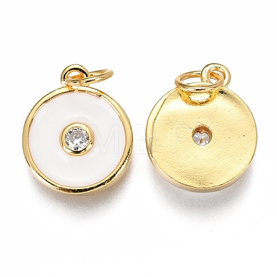 Brass Micro Pave Clear Cubic Zirconia Charms ZIRC-B002-32G-C-1