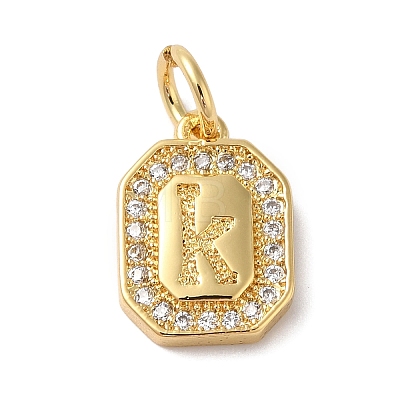 Real 18K Gold Plated Brass Micro Pave Clear Cubic Zirconia Pendants KK-L216-002G-K-1