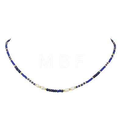 Boho Natural Cultured Freshwater Pearl & Round Seed Beaded Braided Necklaces for Women NJEW-JN06187-03-1