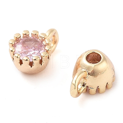 Brass Micro Pave Cubic Zirconia Charms KK-U028-19G-02-1