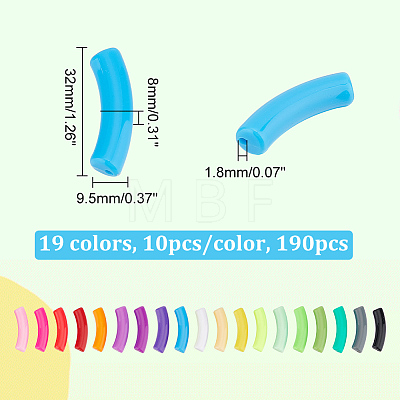  190Pcs 19 Colors Opaque Acrylic Beads MACR-NB0001-26-1
