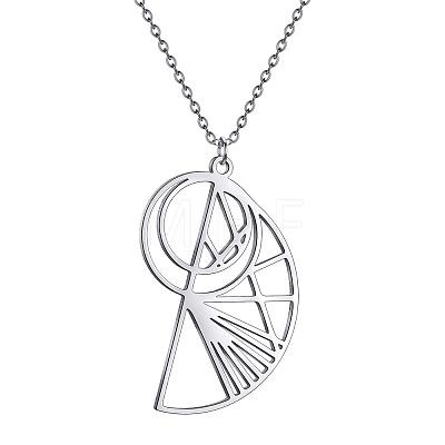 304 Stainless Steel Geometric Shell Shape Pendant Necklaces FS-WG20C55-02-1