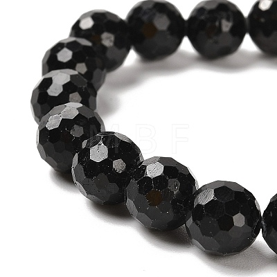 Natural Black Tourmaline Beaded Stretch Bracelets BJEW-K233-01C-03-1