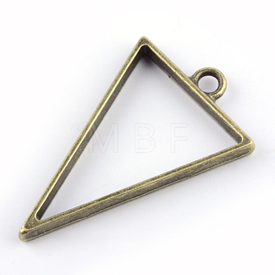 Rack Plating Alloy Triangle Open Back Bezel Pendants X-PALLOY-S047-09F-FF-1