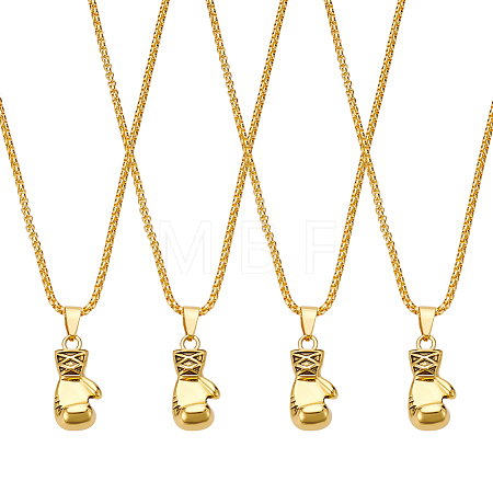 4Pcs Alloy Boxing Gloves Pendant Necklaces NJEW-UN0001-63AG-1
