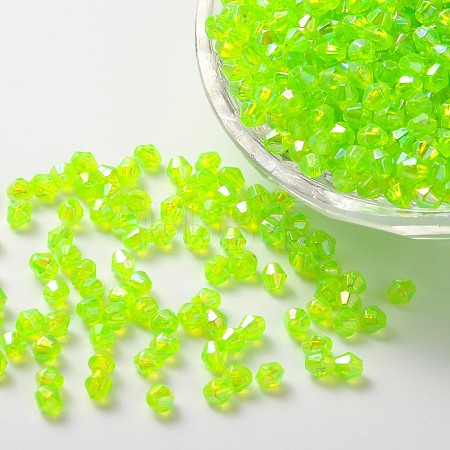 Bicone AB Color Plated Eco-Friendly Transparent Acrylic Beads TACR-A003-6mm-35-1