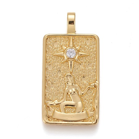 Brass Micro Pave Clear Cubic Zirconia Pendants ZIRC-Z004-01B-1