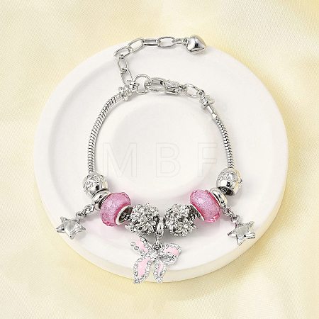 Alloy Enamel European Beads Charm Bracelets BJEW-F495-22P-1