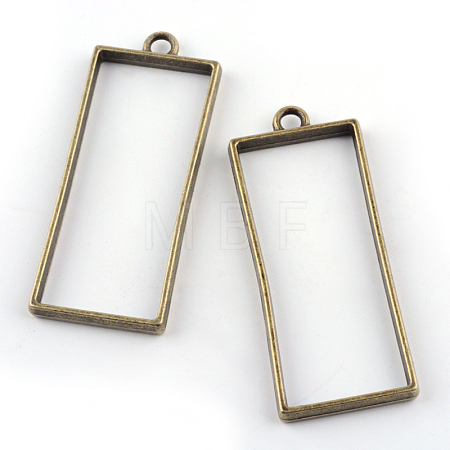Rack Plating Alloy Rectangle Open Back Bezel Pendants X-PALLOY-S047-11F-FF-1