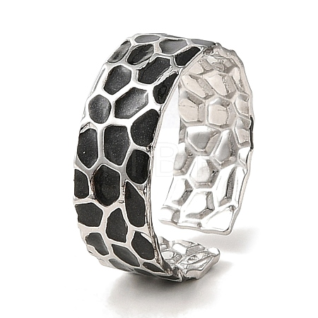 304 Stainless Steel Enamel Open Cuff Rings for Women RJEW-F166-20P-01-1