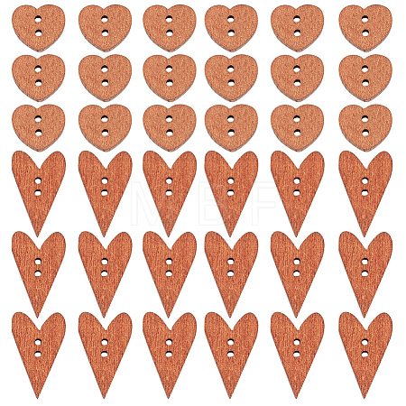 200Pcs 2 Styles Wood Buttons FIND-GO0001-91-1