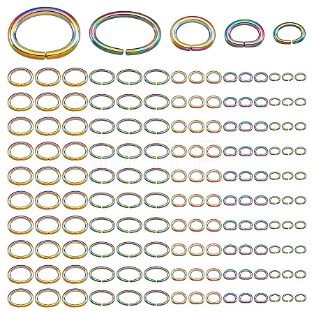 250Pcs 5 Styles Ion Plating(IP) 304 Stainless Steel Jump Rings STAS-WR0001-48-1