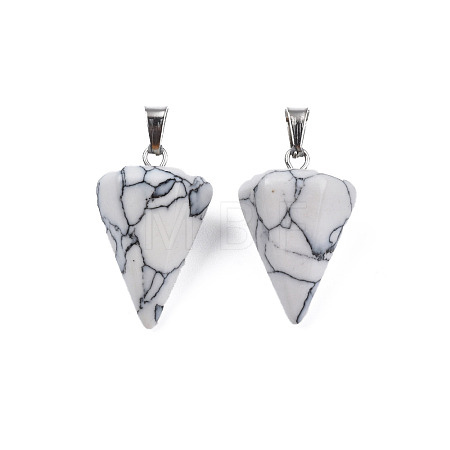 Cone/Spike/Pendulum Synthetic Howlite Stone Pendants G-R278-83-1